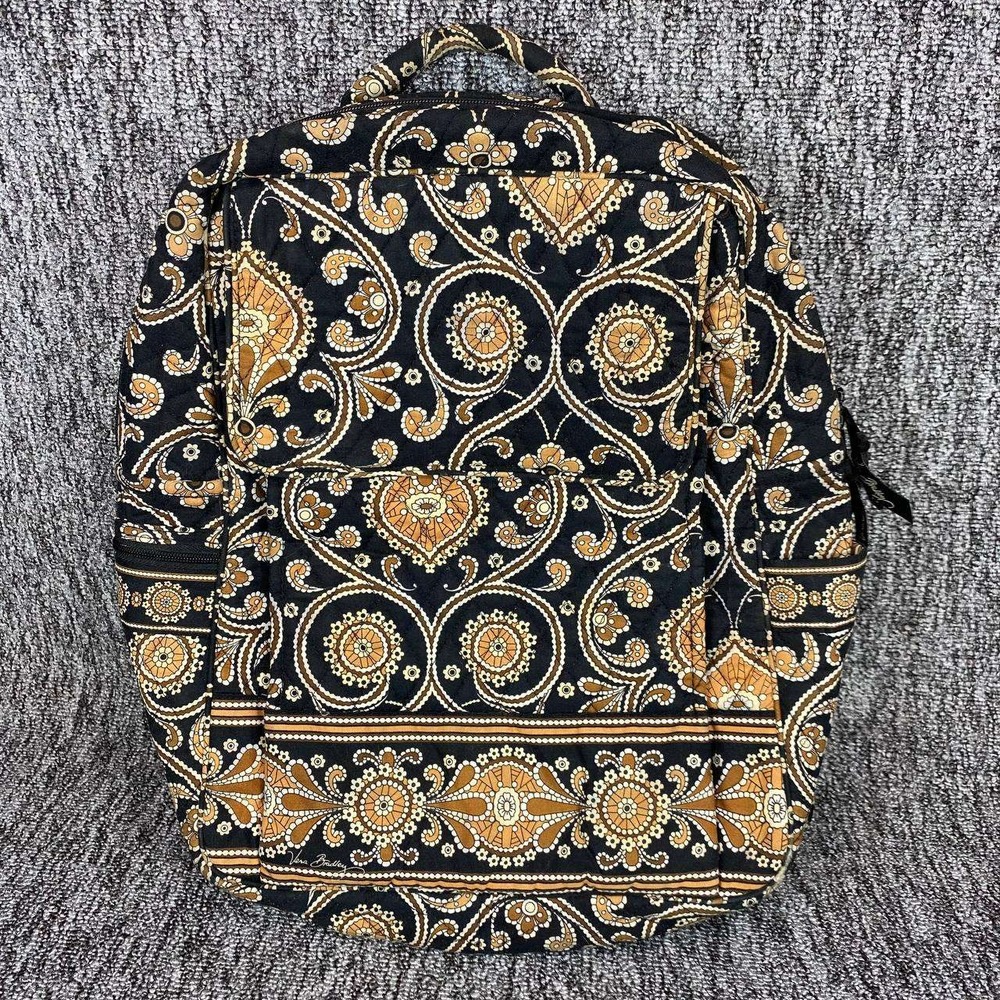 Vera Bradley Backpack Womens Medium Black Paisley Quilted‎ Cotton Travel School